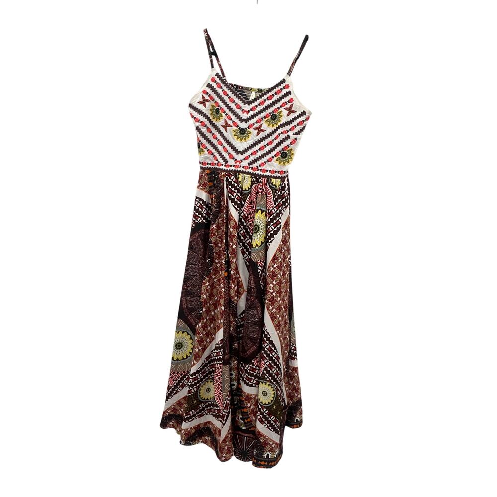 Moon Orchid Dress Med Boho Maxi Spaghetti Strap Tribal Floral Print Festival